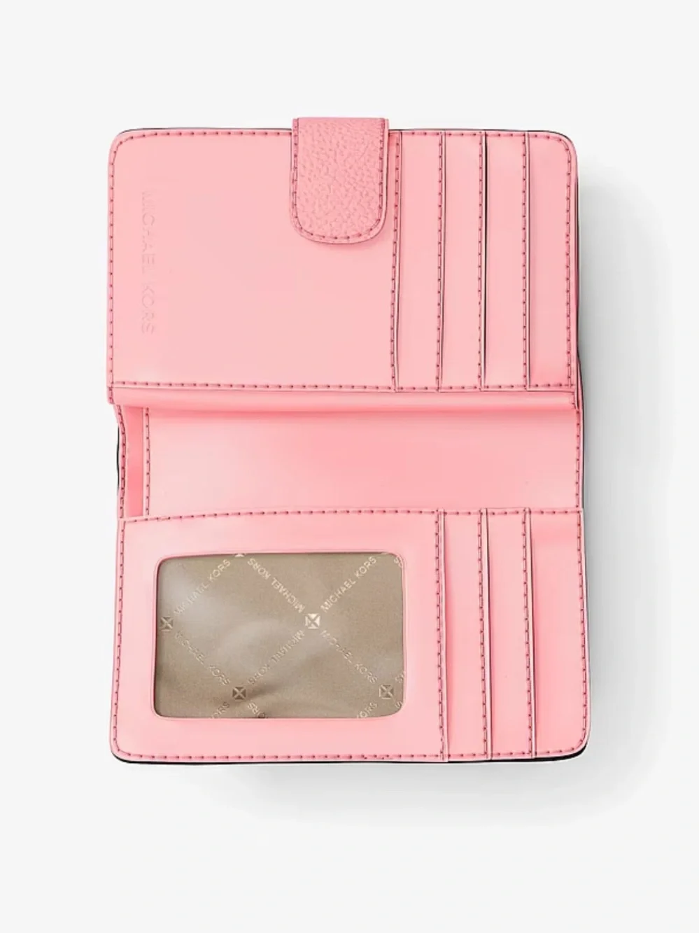 MICHAEL KORS Jet Set Travel Md Zip Coin Logo Debossed Bifold Wallet Carnation NW